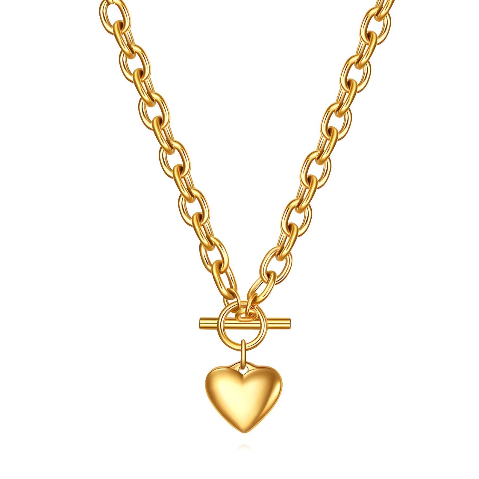 "Cuori" Collana, Acciaio Placcato Oro 18K