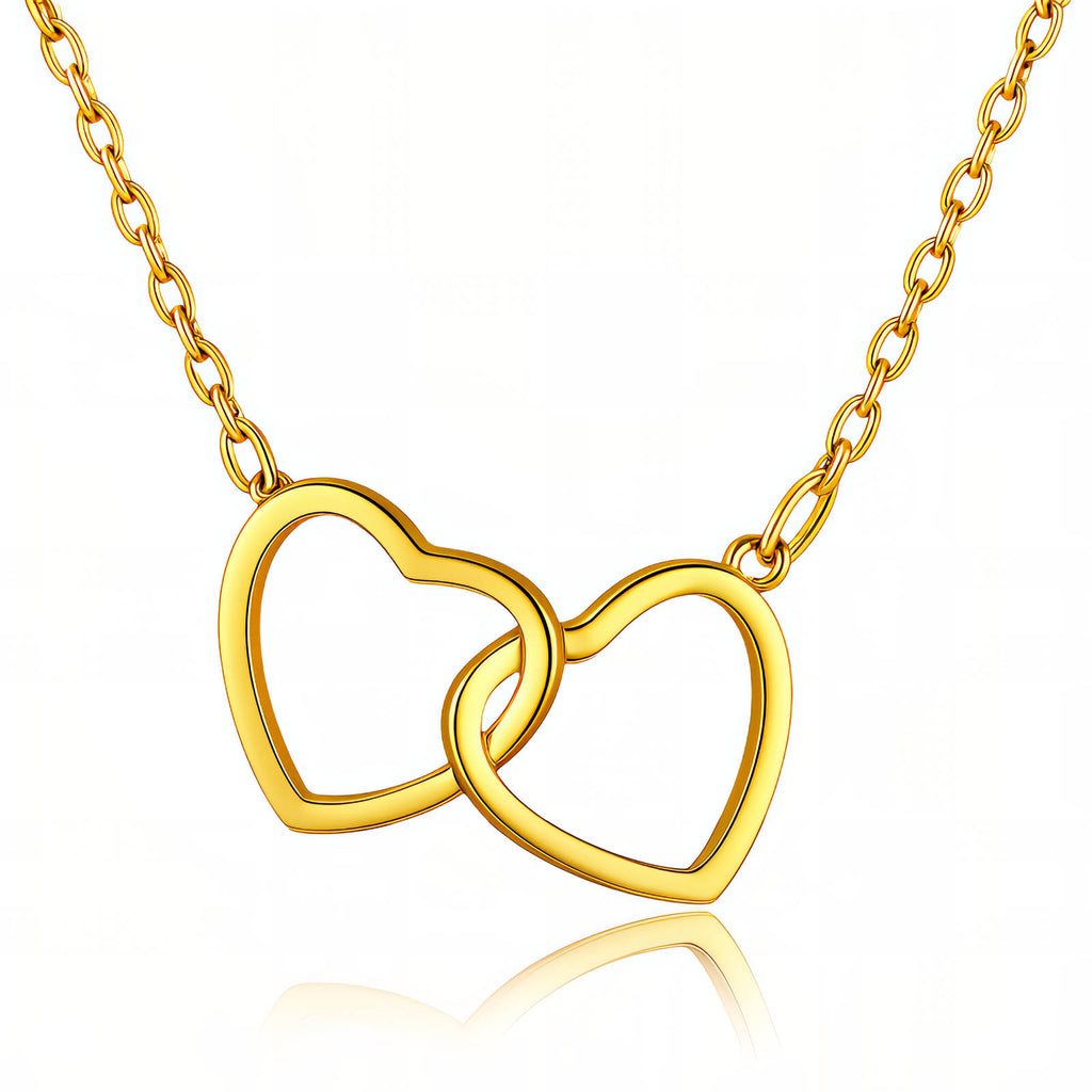 "Cuori" Collana, Acciaio Placcato Oro 18K
