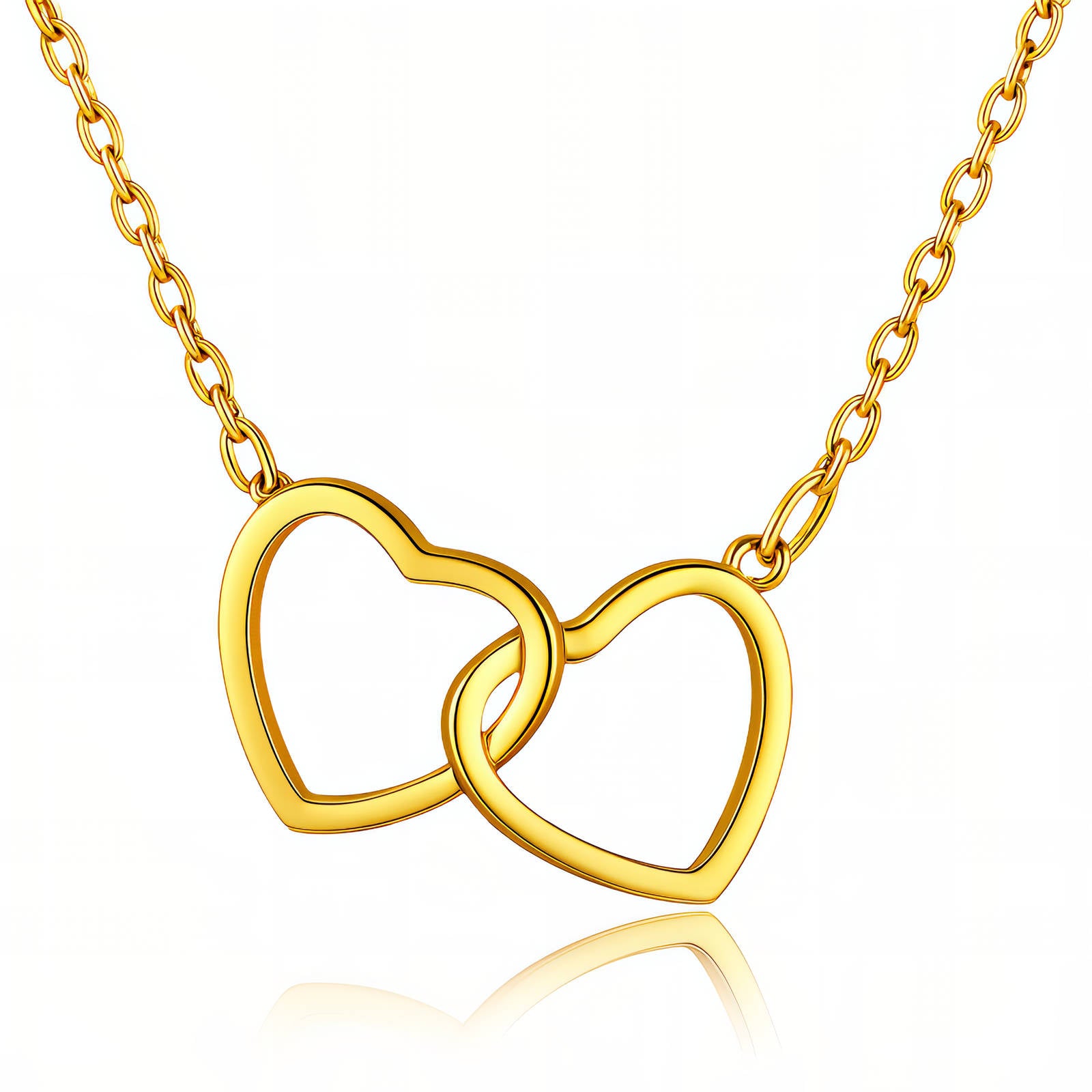 "Cuori" Collana, Acciaio Placcato Oro 18K