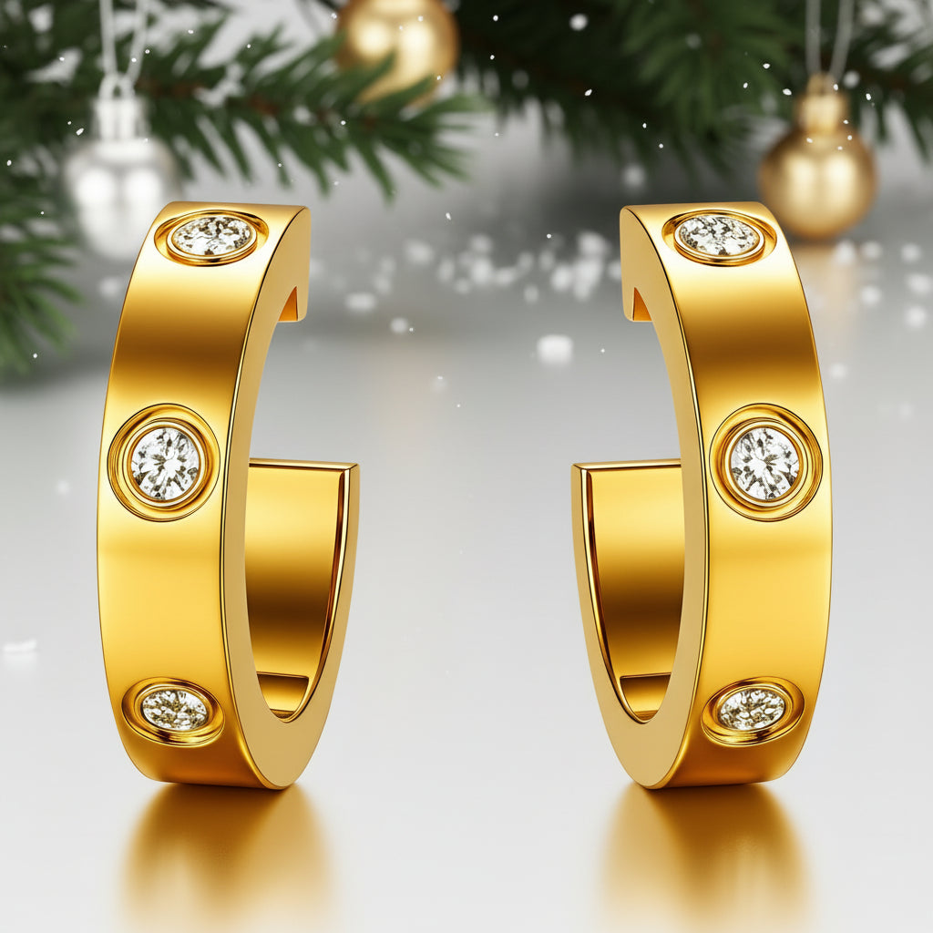 Orecchini, Acciaio Placcato Oro 18K